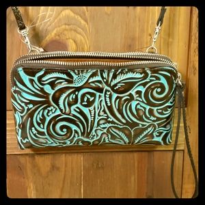 NWT PATRICIA NASH TOOLED TURQUOISE MELISSANA BAG